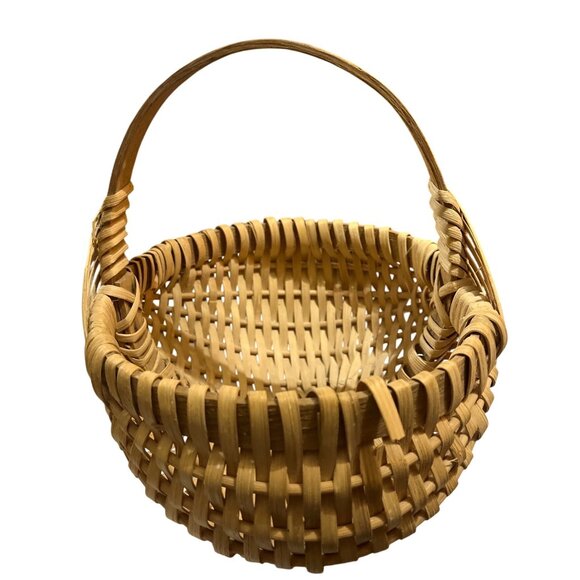 Vtg Buttocks God's Eye Woven Egg Gathering Basket Primitive Country Farmhouse - Picture 5 of 6